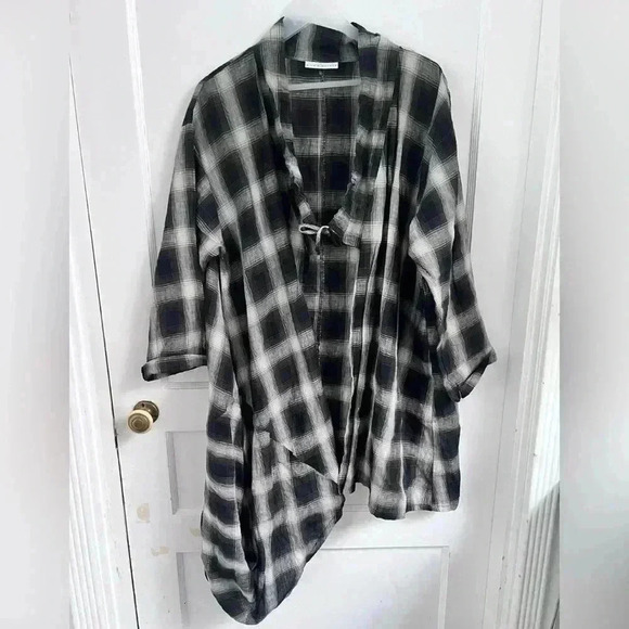 Bryn Walker Open Front Lagenlook Asymmetric Shirt Jacket Linen Size M - Picture 1 of 3